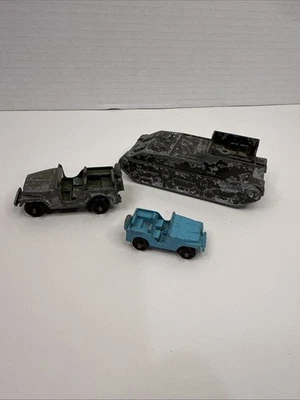 Lot Of 3 Vintage MIDGETOY Army Military Armored Metal Truck Tank Jeep - Image 1 of 4