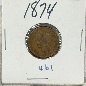 1874-P 1c Indian Head Penny One Cent US Philadelphia Early US Coin Copper - Picture 1 of 4