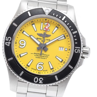 Reloj automático para hombre Breitling Super Ocean A17367 fecha esfera amarilla_895601 Foto 1 de 4