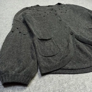 Gudrun Sjoden Damen Strickjacke Gr. L grau Bio Wolle Baumwolle Strick Knopf Pullover - Bild 1 von 12