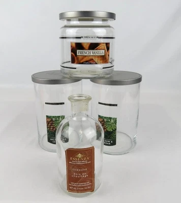 Candle Making Jars Empty Lot of 3 with  Lids,+ 1 Ezzenza Oil Jar No Li REPURPOSE - Image 1 of 4