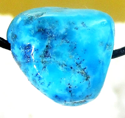 TÜRKIS NATUR Edelstein Trommelstein Nugget ANHÄNGER gebohrt  ink. LEDERB. Nr.203 - Bild 1 von 2