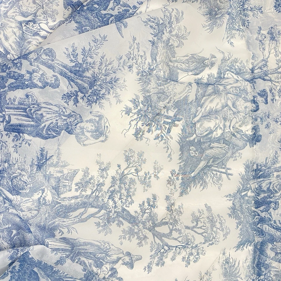 Paneles de cortina transparentes Waverly Blue Toile 84”x60” cada panel Country Life 1 par Foto 1 de 4