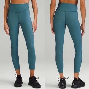 "Lululemon Base Pace tiro alto apretado 25"" dos tonos acanalado verde jaspe talla 8" - Imagen 1 de 8