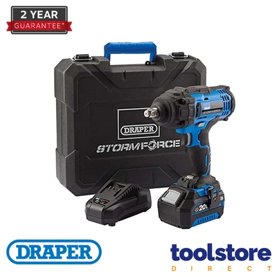 Draper 43785 Storm Force 20V Mid-Torque Impact Wrench 1/2" Sq Dr 400Nm 4.0Ah Bat - Image 1 of 4