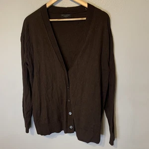 Cárdigan Banana Republic Forever Suéter Mujer L Marrón Cuello en V Abotonado Mínimo - Imagen 1 de 11
