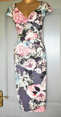 💞 Phase Eight Lydia Floral Bodycon Wrap Evening Special Occasion Dress Sz 16 - Image 1 of 4