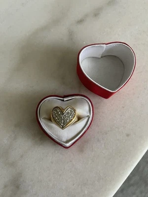 18K HGE Heart Shape Crystal Cluster Ring/size 6 - Image 1 of 4