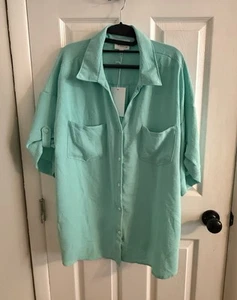 Andree by Unit Top donna più 2x blusa verde come nuova con bottoni bella nuova con etichette - Foto 1 di 5