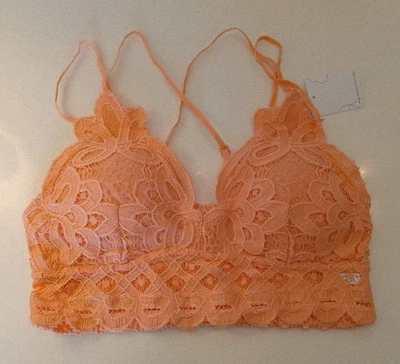 Anemone Elise Bralette Peach Spaghetti Strap Lace Top Medium New  - Image 1 of 4