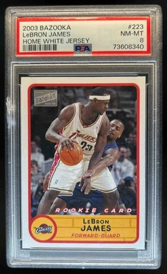 2003 Topps Bazooka LeBron James Rookie Rookie RC VAR #223a Cavaliers PSA 8 - Image 1 of 2