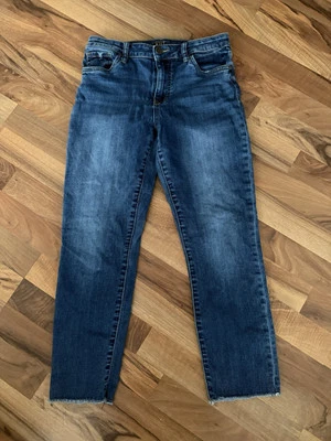 Kut From The Kloth Womens Sz 2 High Rise Crop Straight Leg Distressed Raw Hem - Image 1 of 4