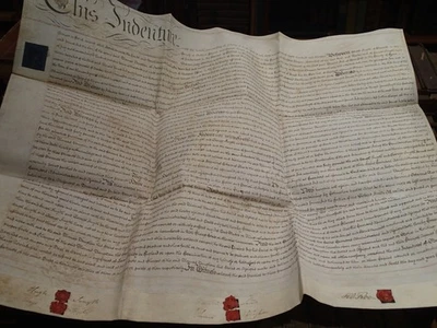 (B8) 1813 Vellum indenture, Lands Stotfold, Bedford and Public House, Chequers - Image 1 of 4