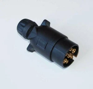 7 Pin Stecker Anhänger Kabel Leuchten Zug 12V Kunststoff 12N schwarz für PKW Wohnwagen LKW - Bild 1 von 2