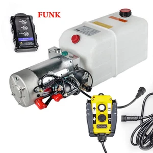 Hydraulikpumpe + FUNK, 7L 12V Hydraulikaggregat für LKW Kipper Anhänger Stapler - Bild 1 von 3