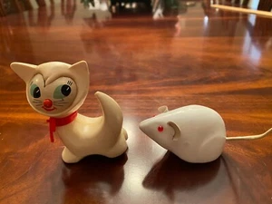 Vintage Friction Toy Lehmann White NANI 947 Cat and Mouse Plastic West Germany  - Picture 1 of 5