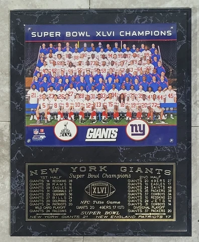 New York Giants Super Bowl XLVI Champions 12" x 15" Plaque SB 46 Cover