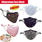 Rhinestone Bling Crystal Face Mask Sparkly Reusable Washable With Filter Pocket