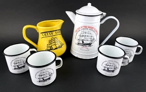 Vintage Cutty Sark Ship Coffee Tea Pot Cup Pitcher Set Scotch Whiskey Lot Of 6 - Picture 1 of 15
