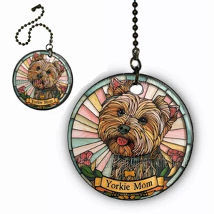 Juego 2 Yorkie Mom Ventilador de Techo Iluminación Tirar Cadena Extensión Cadena 4" + Dije - Imagen 1 de 11