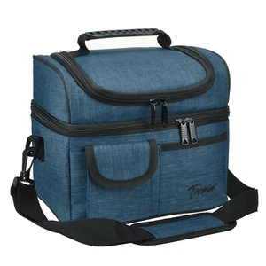 Insulated Lunch Bag For Men Double Layer Rigid Cooler Tote Leakproof Lunch Box - Picture 1 of 9