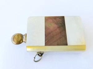ANTIQUE,VESTA STRIKE LIGHTER,WATCH FOB,MOTHER OF PEARL,ABALONE,BRASS,VERY NICE! - Picture 1 of 11