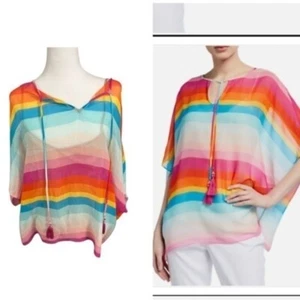 TRINA TURK SZXS/S SOBE RAINBOW STRIPED PULLOVER TOP - Picture 1 of 11