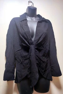 BNWT Zara Black Button Up Full Sleeve Glamorous Blouse Shirt Top Large - Picture 1 of 6