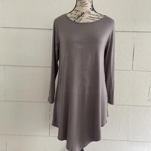 Comfy USA Gray Asymmetric Hem Tunic SZ XS 3/4 sleeves USA-Made Modal Comfy (M5) - Picture 1 of 9