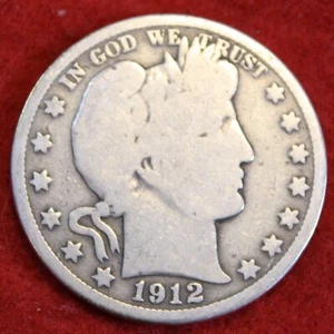 Moneda de medio dólar barbero 1912 90% plata circulada BH576 - Imagen 1 de 2