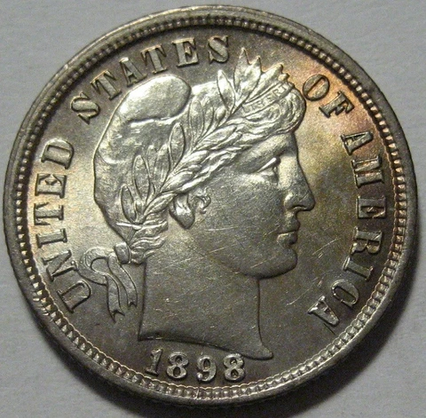 = 1898 BU+ BARBER DIME, Super EYE Appeal, FREE Shipping Cover