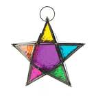 Sacred Essence Rainbow 20cm Star Tealight Glass Lantern - Hanging
