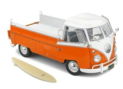 SOLIDO 1:18 DIE CAST - FURGONE VOLKSWAGEN T1 PICKUP ARANCIO BIANCO ART S1806701 - Immagine 1 di 4