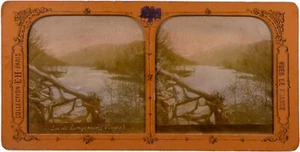 Vogesen.Lac de Longemer.Stoff.Stereo-Fotoalbum E.H.Polyramisch 9x17,5cm. - Bild 1 von 4