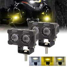 2Pcs Motorcycle LED Spot Light White Headlight Hi-Lo Fog Driving Auxiliary Lamp