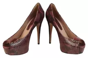 NIB GUCCI PURPLE WINE PYTHON LEATHER LILI PEEP TOE PLATFORM PUMPS 39 9 $1150 - Picture 1 of 7