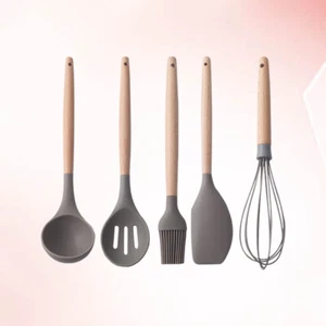 5 Pcs Silicone Cooking Spoons Silicone Kitchen Utensils Silicone Scraper Tool - Picture 1 of 11