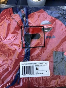 New Fila Full Zip Hooded Sweatshirt M Red Blue Hoodie - Picture 1 of 2