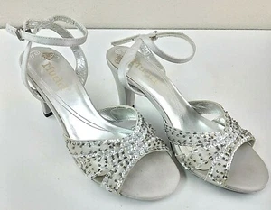 Mudd Kilte elegante Riemchensandalen Schuhe silber Pailletten Perlen 7M - Bild 1 von 5