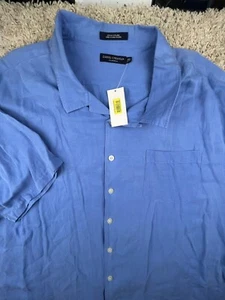 Daniel Cremieux MSRP $85 Silk Linen Blend Button Up Shirt Short Sleeve 4XB Big - Picture 1 of 18