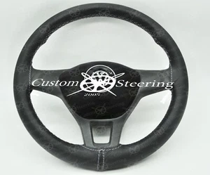 GREY STITCH FOR VW VAN T5.1 BLACK GRAIN LEATHER STEERING WHEEL COVER 10-15 - Picture 1 of 7