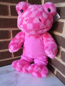 Build A Bear Pink Checker Frog 16" Plush-Pink Rib Knit Jumpsuit - Picture 1 of 5