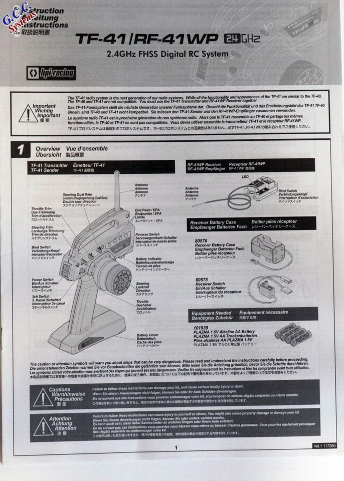 HPI TF-41 Radio System Manual Pack - Brand New - Image 1 of 1