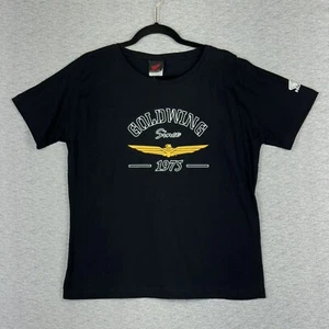 Camiseta para mujer Honda grande ala dorada moto montar negra calce clásico 1975 - Imagen 1 de 11
