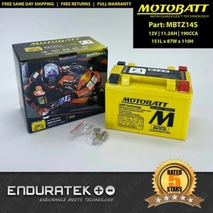 MotoBatt MBTZ14S Motorcycle Battery 12V 11.2AH 190CCA (Yuasa YTZ12S, YTZ14S DEKA - Picture 1 of 10