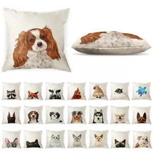 Dog Polyester Linen Pillow Case Sofa Waist Throw Cushion Cover w/ Zipper Closure - Picture 1 of 176