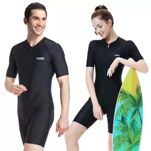 Costume da bagno uomo donna pezzo unico manica corta antieruzioni cutanee costume da bagno surf - Foto 1 di 12