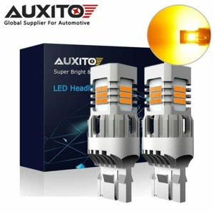 2x 7443 7440 T20 Amber Yellow 6/24/42/54 SMD LED Bulbs Signal Turn Lights CANBUS - Picture 1 of 41