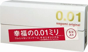 Sagami Original [ 001 ] Ultra thin 0.01mm Condoms Non Latex Regular size 5pcs - Picture 1 of 5