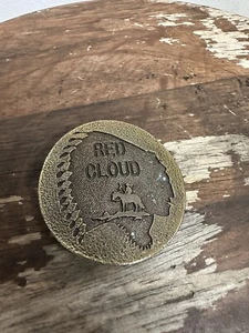 Vintage Red Cloud Metal Brass Belt Buckle - Picture 1 of 3